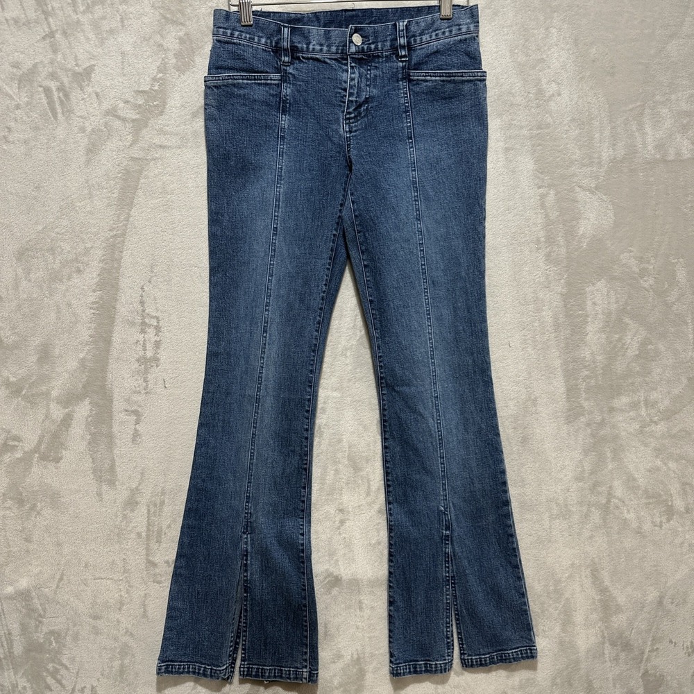 VTG Polo Jeans Company RL Women's 4 Flare Split Hem Jeans Blue Med Wash Y2K